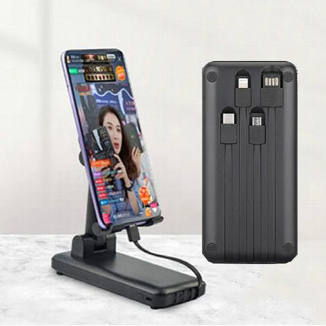 Andowl - Power Bank Portatile 12000mah Con Supporto Per Smartphone Cavi Ricarica Integrati Q-dc420 - (1/4)