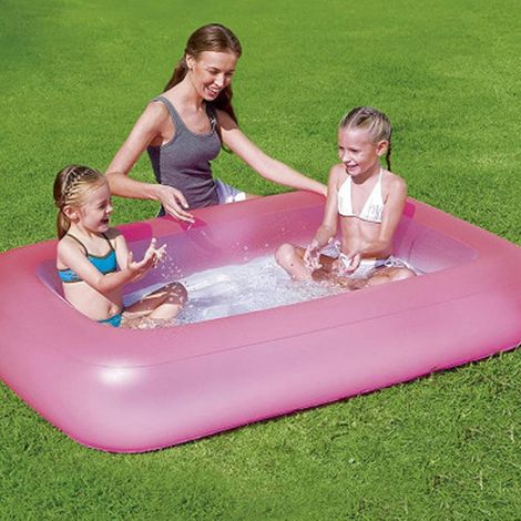 Piscine Rectangulaire Gonflable 165 X 104 X 25 Cm Avec Fond Gonflable Pour Enfants Rose (1/2)