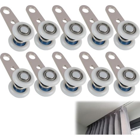 Lot De 10 Roulettes Pour Vitrines Et Portes Coulissantes, en Plastique, Avec Roulements À Billes Intégrés Pour Un Déplacement Fluide, Adaptées Aux Bibliothèques, Étagères Et Vitrines (1/5)