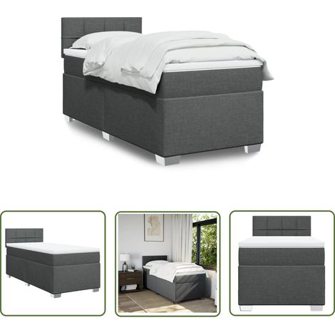 The Living Store Boxspringbett mit Matratze Dunkelgrau 100x200 cm Stoff - Boxspringbett - Doppelbett - Bettsofa - Schlafsystem - Polsterbett (1/5)