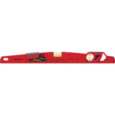 Niveau à bulle trapèze aimanté bi-matière – Longueur 50 cm – Précision 0,5 mm/m – Renforts caoutchouc pour meilleure adhérence – Outibat (1/6)