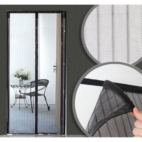 Rideau moustiquaire aimanté pour Porte - L 130 x H 215 cm - Noir (1/4)