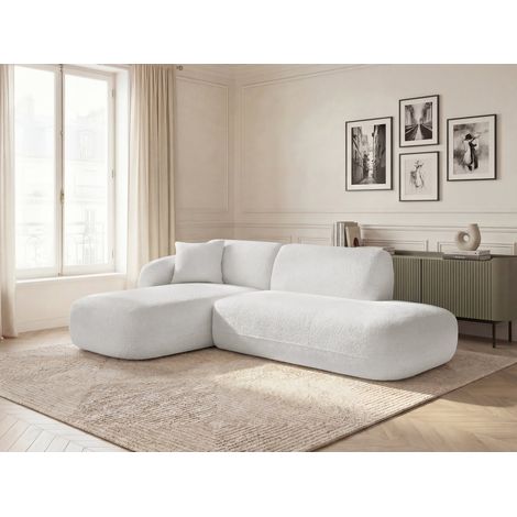 BOBOCHIC - Canapé d'angle fixe modulable ANDA avec 1 méridienne et 1 chauffeuse bout de canapé Angle gauche  Blanc