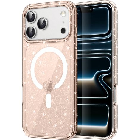 Custodia per iPhone 17 Pro, resistente a MagSafe, glitterata, oro traslucido (1/5)