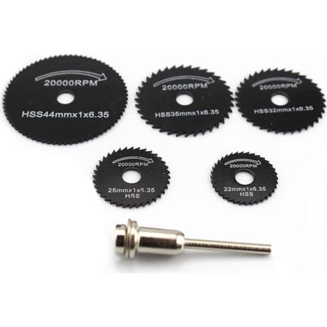Set of 6 circular saw blades, carbon steel circular saw blades for cutting wood and metal (black) (1/5)
