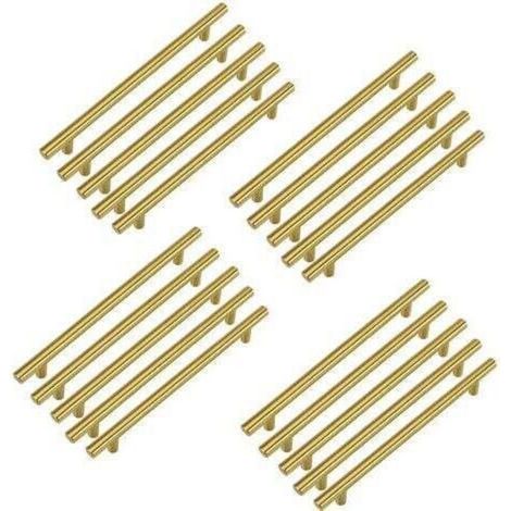 20 poignées dorées pour meubles, poignées de tiroir en laiton de 128 mm pour cuisine, poignées de cuisine en acier inoxydable