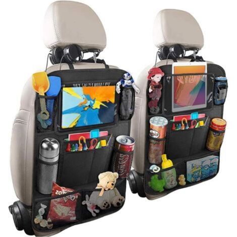 Set aus 2 Auto-Rücksitz-Organizern mit 9 Aufbewahrungstaschen für 10-Zoll-iPad-Tablets, wasserdichte Schutzhülle für die Rücksitze, für Kinder und Familienreisen