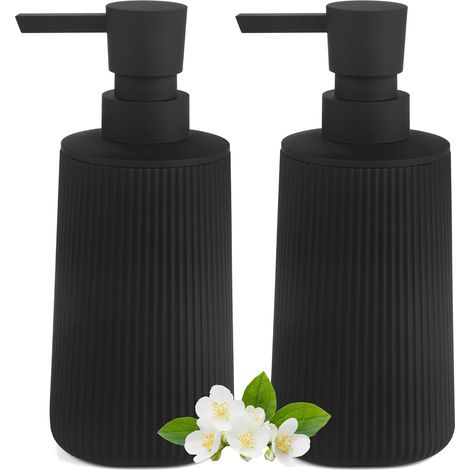 2 Pièces - Distributeur Savon - Distributeur Liquide - Pompe Vers Le Bas Pour Cuisine Et Salle De Bain Noir 17,5x6,9x6,9cm (1/5)