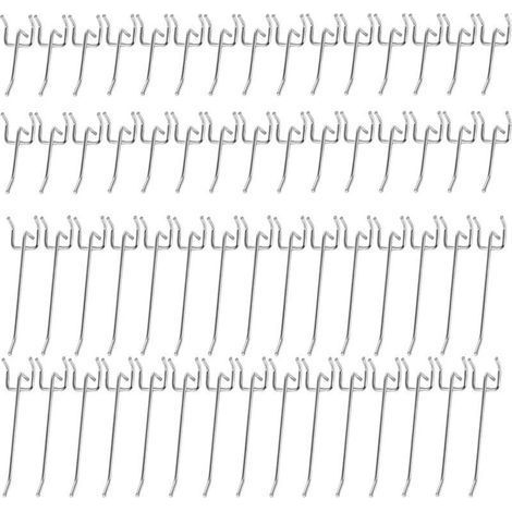 60 Pièces Panneau Perforé Crochets Muraux Métal, Métal Crochets Panneaux Perforés, Crochet pour Panneau Perforé, pour Panneau D'affichage, Étagères de Supermarchés, Quincailleries (5/10 cm)—— (1/5)