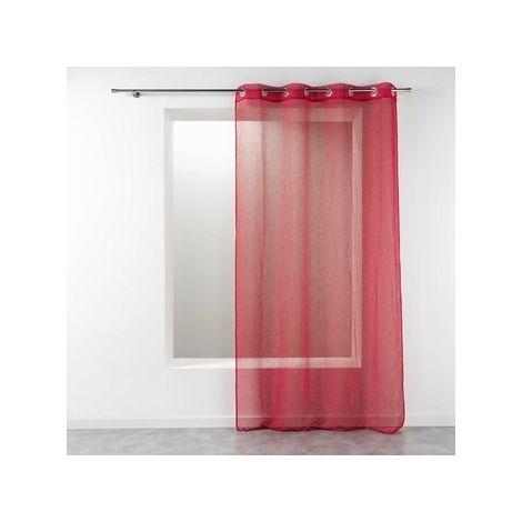 Voilage à Œillets Grande Hauteur 140 x 280 cm – Étamine Crash Telma Rouge (1/3)