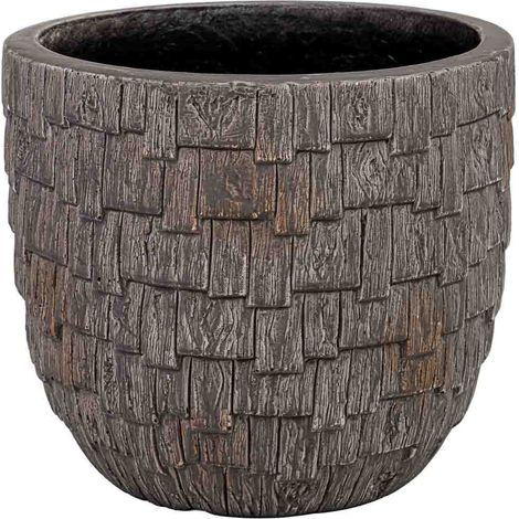 Macetero de fibra de vidrio marrón 28x28x25cm