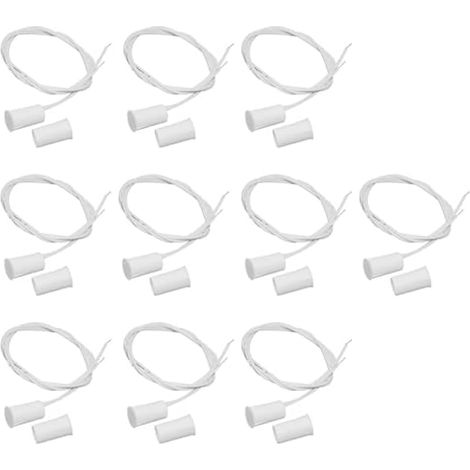 10 paires de capteurs de contact de porte, interrupteur magnétique encastré avec fil NC, alarme de sécurité cachée pour fenêtres, commande d'éclairage et système de porte automatique (blanc) (1/5)