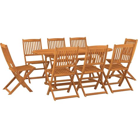 Maison Exclusive - 9-tlg. Garten-Essgruppe 180x90x75 cm Massivhol (1/5)