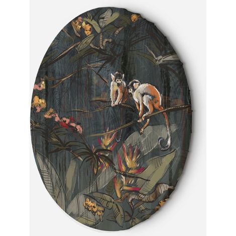 Tableau sur toile Image circulaire Singes dans la jungle 60x60 (1/5)