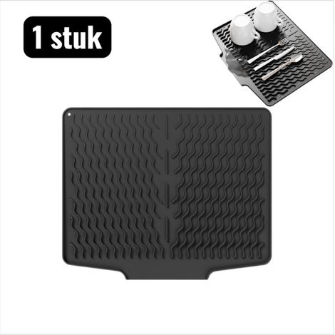 tapis d égouttage en silicone pour plan de travail Grille d égouttage antidérapante avec rainure pour un séchage rapide tapis de cuisine à placer sous la vaisselle résistant à la chaleur et hygiénique (1/4)