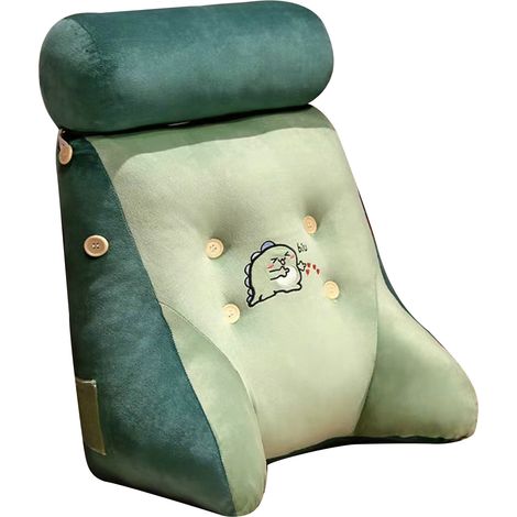 Coussin de dos lavable avec housse amovible, soutien lombaire doux, motif animal cartoon dinosaure, pour chaise de bureau ou lit (1/5)
