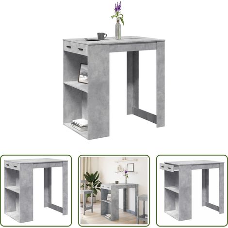 Rangement - Table de bar gris béton 102x70x103,5 cm bois d'ingénierie (1/5)