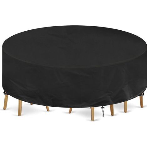 Housse Table de Jardin Ronde Housse Protection Table Jardin Imperméable Anti-UV 420D Oxford Tissu Extérieure Béche pour Meubles Jardin (é230x100cm) (1/5)