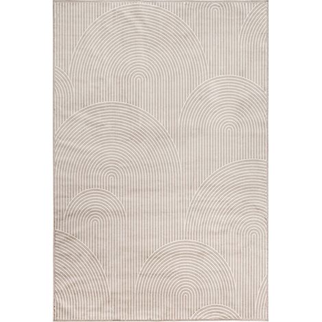 Tapis classique beige en viscose et polyester toucher soyeux - Beige doux naturel (1/4)