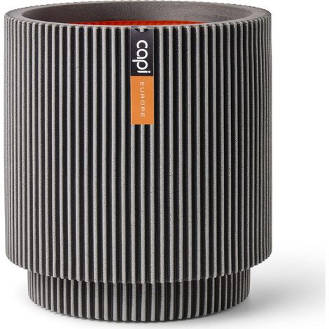 Capi Europe Übertopf Groove NL Zylinder Anthrazit mit Isolierschicht Ø 36,6 cm - Kunststoff