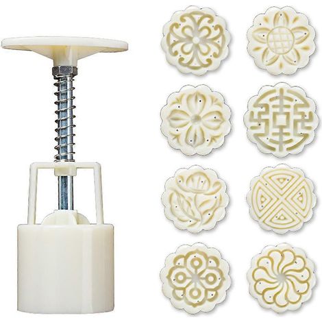 8-teiliges Set Handpress-Keksstempel-Mondkuchen-Dekorationsformen, Fass-Mondkuchenform, 25 g, DIY