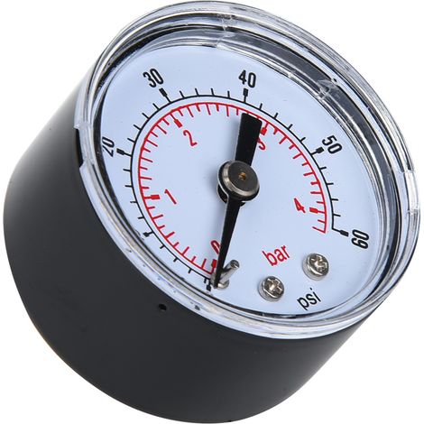 Mechanisches Manometer für Luft, Öl und Wasser, 1/8 Zoll BSPT-Rückanschluss (0-60 psi 0-4 bar) (1/5)
