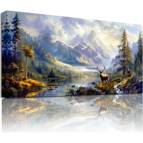 Tableau Decoration Murale Montagne Arbre Paysage 59x119 cm (1/5)