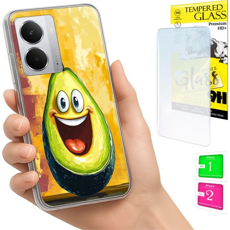 Schutzhülle für Realme 14 5G / 14T 5G: Foto-Rückseite in Avocado-Optik + 9H-Glas (1/5)