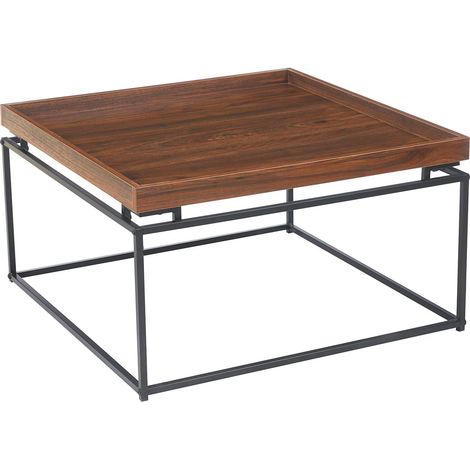 Table basse carrée avec plateau compartimenté réversible 80x80cm Duplix Bois Noisette