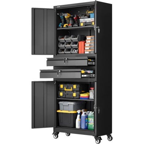 Armoire de Rangement, Armoire à Outils en Métal avec Roulettes 76x38x190,5 cm Charge 81,5 kg pour Garage (1/3)