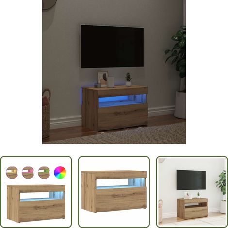 LED-Leuchten - TV-Schrank mit LED-Leuchten Artisan-Eiche 60x35x40 cm (1/5)