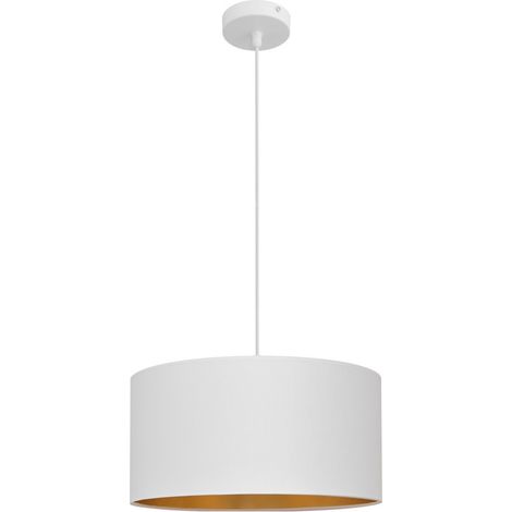 Helam ALBA Plafonnier Suspension Cylindrique Blanc, Or 45cm