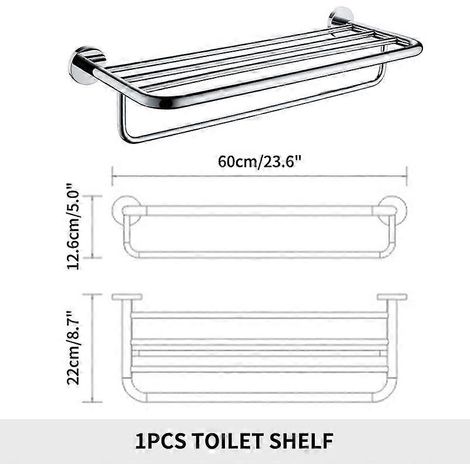 Porte-serviettes en acier inoxydable, double barre porte-serviettes polie, design élégant, 1 pièce. (1/5)