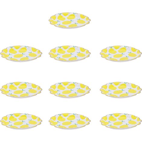 Lot de 10 assiettes d'anniversaire pratiques et mignonnes à motif citron, vaisselle jetable pour fête (1/5)