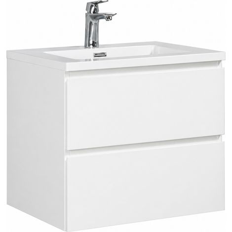 Badezimmer Badmöbel-Set Angela 60cm - Hochglanz Weiß - Unterschr