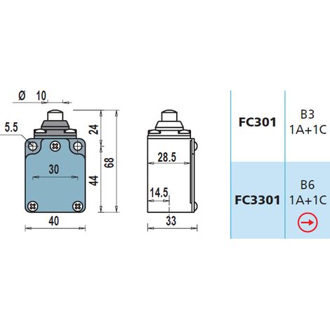 FC301 1NA + 1NC Interruttore di Posizione Finecorsa