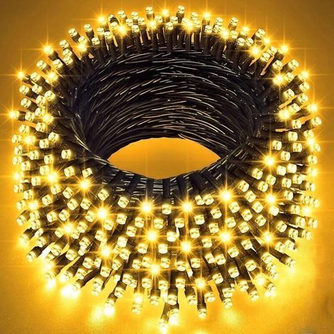 Guirnalda de 300 luces LED para exteriores, 30 m, luz blanca cálida, luces enchufables para árbol de Navidad, guirnalda de luces para el hogar, dormitorio, boda, fiesta, techo interior