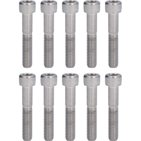 Lot de 10 vis à tête cylindrique creuse en acier inoxydable A2-70, douille hexagonale M10x55, pour machines industrielles