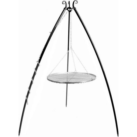 Barbecue Treppiede da 200 cm con griglia in acciaio inox da 60 cm