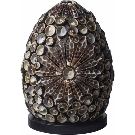 Lampe Coquillage Boho - Ovale Torsadé Chocolat - 15 cm- Vendu par 1 (1/4)