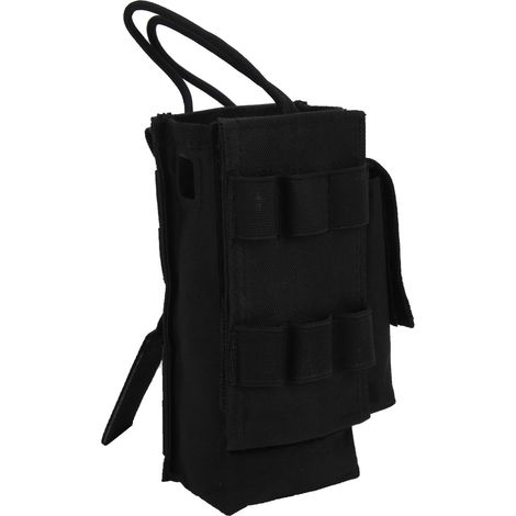 Étui radio étanche en noir pour talkie-walkie mini, pochette de transport avec poches latérales, ceinture de fixation incluse. (1/5)