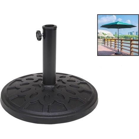 TrAdE Shop Traesio - Base Rotonda Per Ombrellone Da Esterno Giardino Palo Centrale ø43xh32cm Nero 016594 - (1/5)