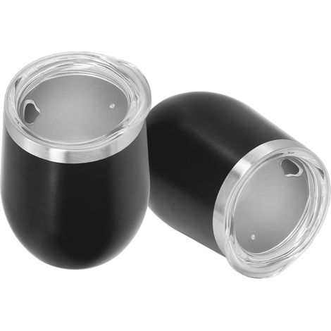 Set mit 2 isolierten Wasserflaschen aus Edelstahl 304, niedliche schwarze eiförmige Schale (1/5)