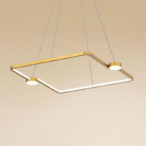 TRADE SHOP - Lampadario A Sospensione Led 30w Quadrato Con Telecomando Design Moderno Oro 71170 - (1/4)