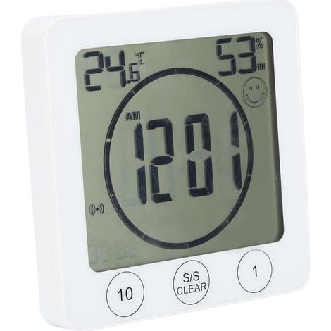 Thermomètre-hygromètre numérique multifonctionnel avec horloge pour la maison, la salle de bain et la cuisine. (1/5)
