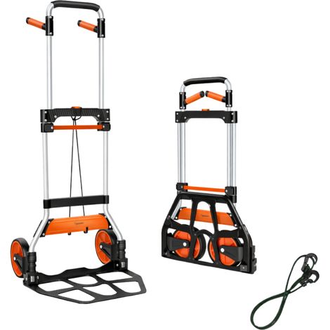 VENTEO  Chariot Pliable en Aluminium  Chariot à Roulettes Charge Jusqu'à 154 Kg  Poignée Télescopique   Transporte Cartons Déménagement, Courses, Matériel
