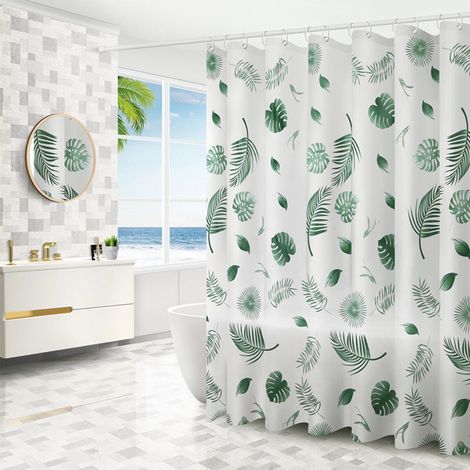 Rideau De Douche Imperméable - 180 X 120 Cm - Avec 8 Oeillets Métalliques - Pour Salle De Bain Baignoire Cabine De Douche (1/5)