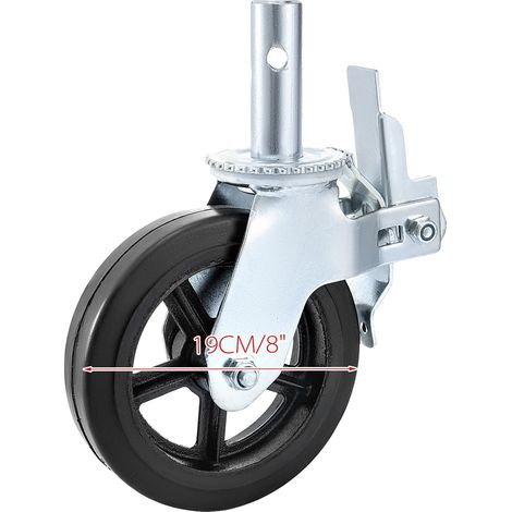 Roues en caoutchouc lourdes pour échafaudage, frein à double verrouillage, 4pcs (1/2)
