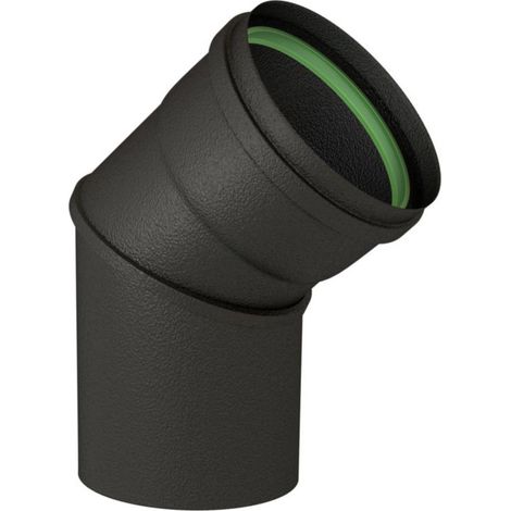 TEN – Coude émail 45° noir mat Ø80 – Raccord fumisterie – Acier émaillé – Emboîtement 6 cm – Joint inclus (1/5)