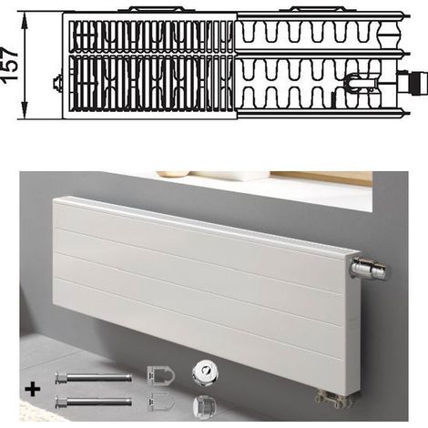 Kermi Radiateur à vanne Therm-x2 Line Type 33 405x2305mm Position de la vanne à droite PLV330402301R1K (1/4)